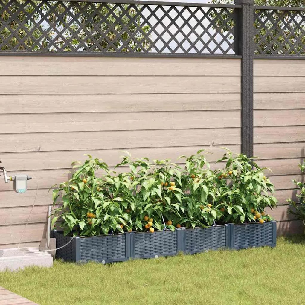 vidaXL Ζαρντινιέρες κήπου Ανοιχτό γκρι 160 x 40 x 22 cm Ατσάλι