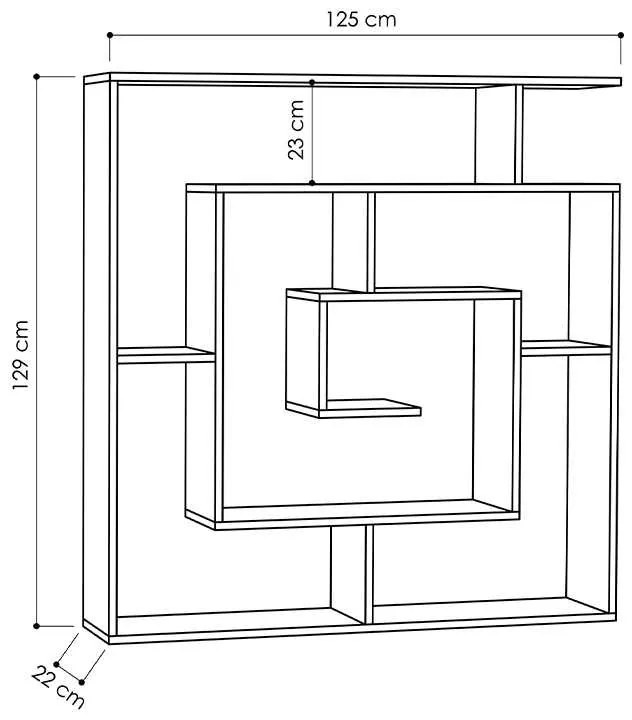 Βιβλιοθήκη μελαμίνης Labirent Megapap χρώμα ανθρακί 125x22x129εκ.
