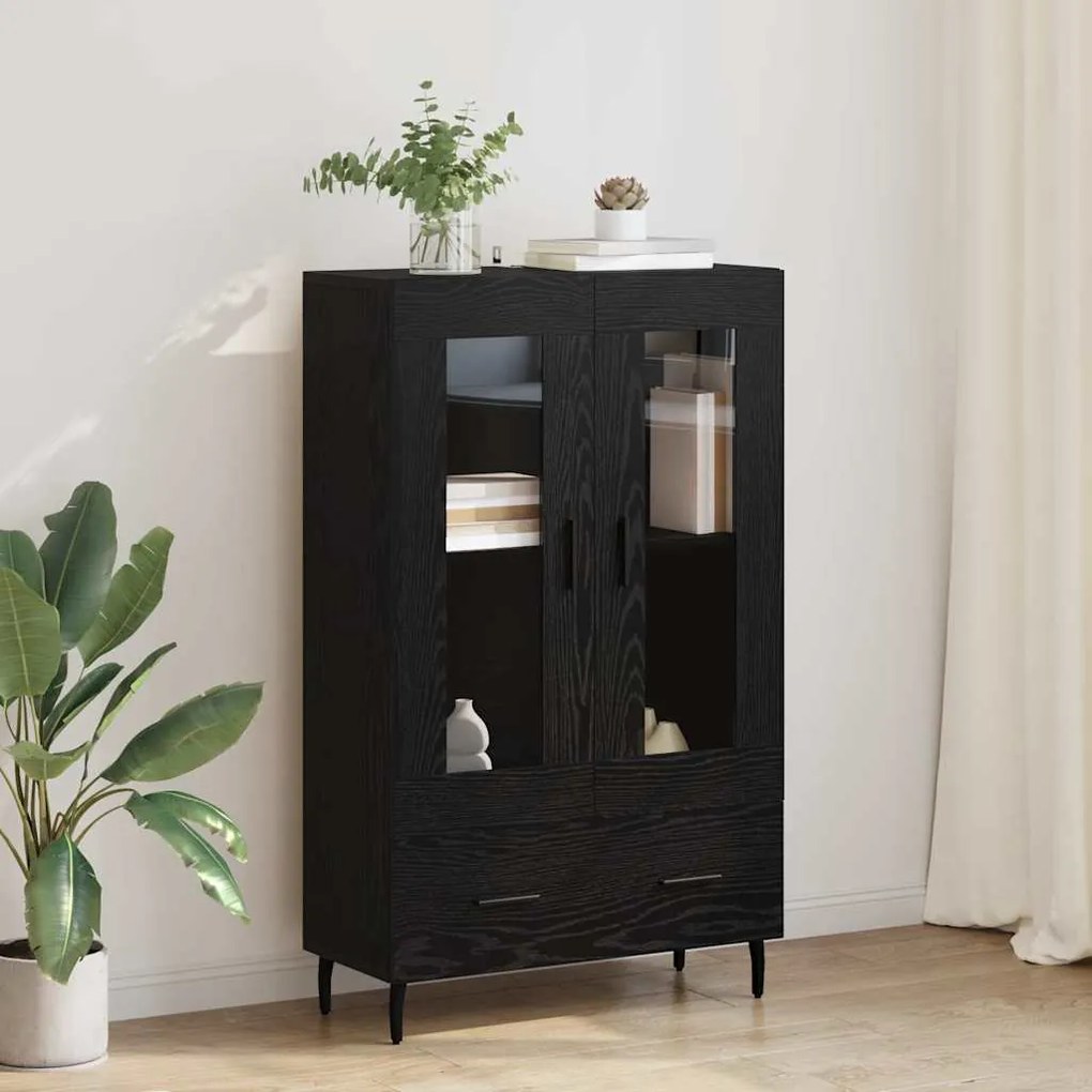 Highboard Μαύρη Οξυά 69,5 x 31 x 115 εκ. Επεξεργασμένο ξύλο