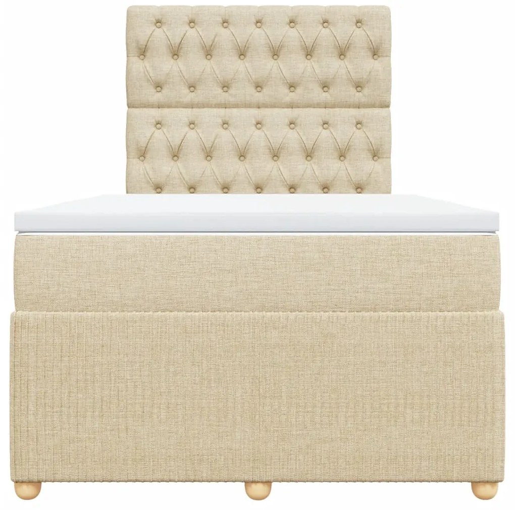 vidaXL Κρεβάτι Boxspring με Στρώμα Κρεμ 120x200 εκ. Υφασμάτινο