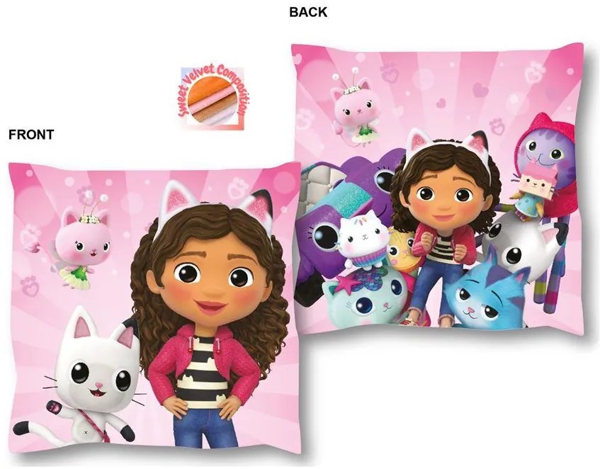 Διακοσμητικό Μαξιλάρι DreamWorks Velboa 38x38εκ. Gabby's Dollhouse 03 Pink DimCol