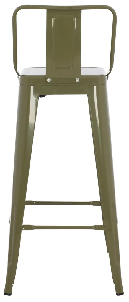 Σκαμπό bar με πλάτη μεταλλικό Melita-Pro dark olive green 42x42x100Υ εκ.