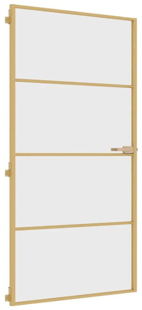 vidaXL Εσωτερική Πόρτα Χρυσή 102,5x201,5 εκ. Ψημένο Γυαλί & Αλουμίνιο