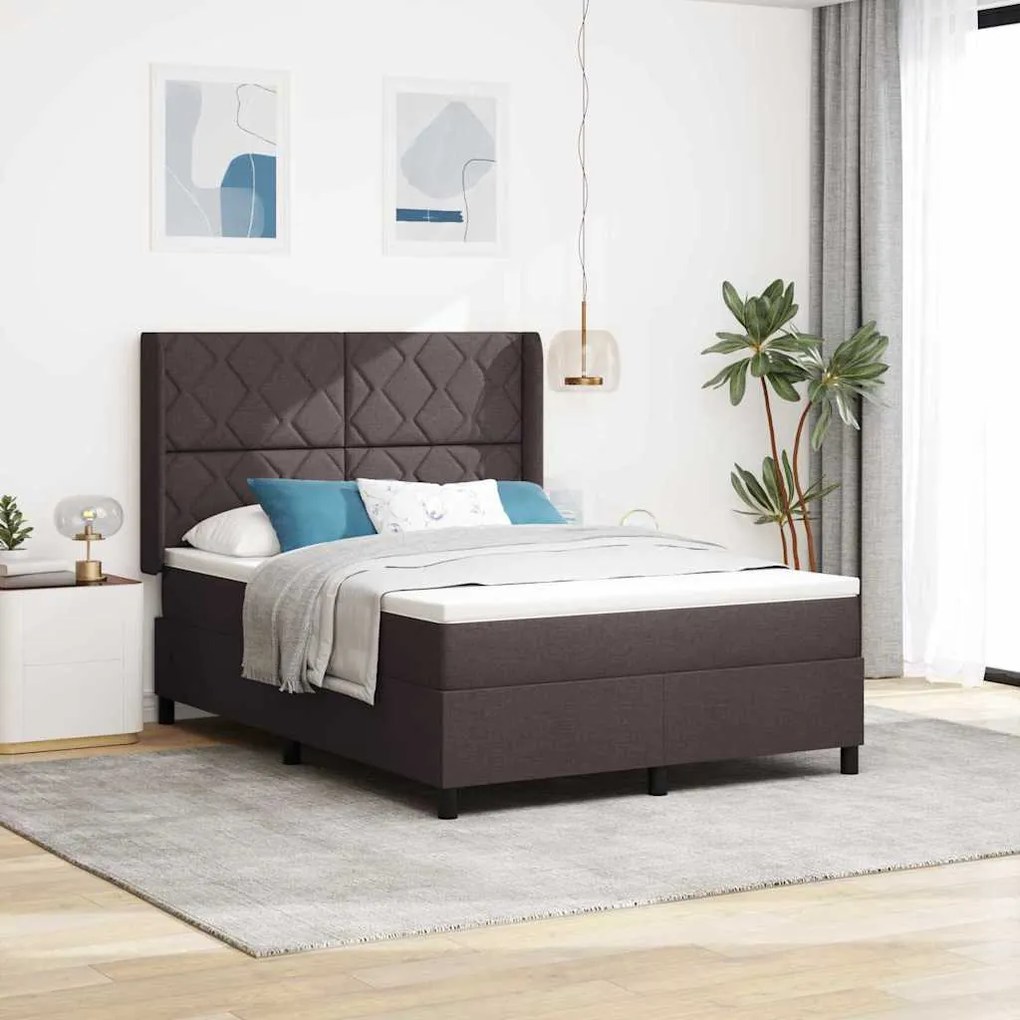 vidaXL Κρεβάτι με ελατήριο και στρώμα Καφέ 160x200 εκ. Ύφασμα