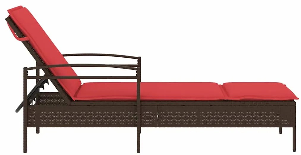 vidaXL Ξαπλώστρα με Μαξιλάρι Καφέ 63x200x81 εκ. από Συνθετικό Ρατάν (μόνο για τις ΗΠΑ)