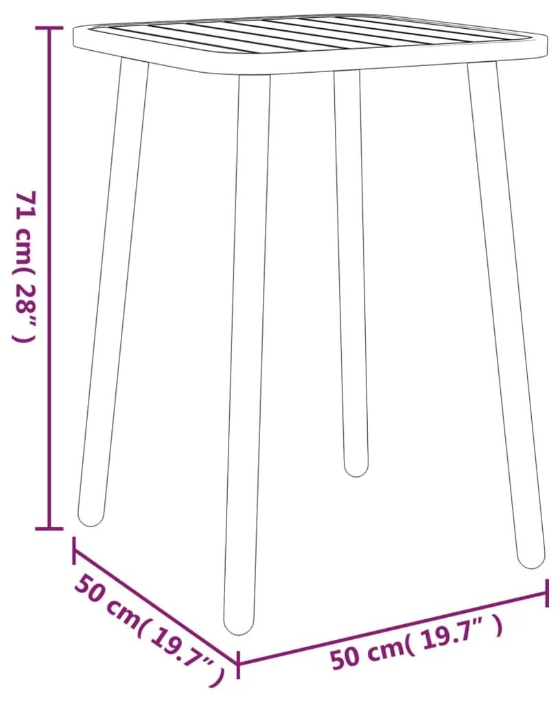 vidaXL Τραπέζι Κήπου Ανθρακί 50 x 50 x 71 εκ. Ατσάλινο