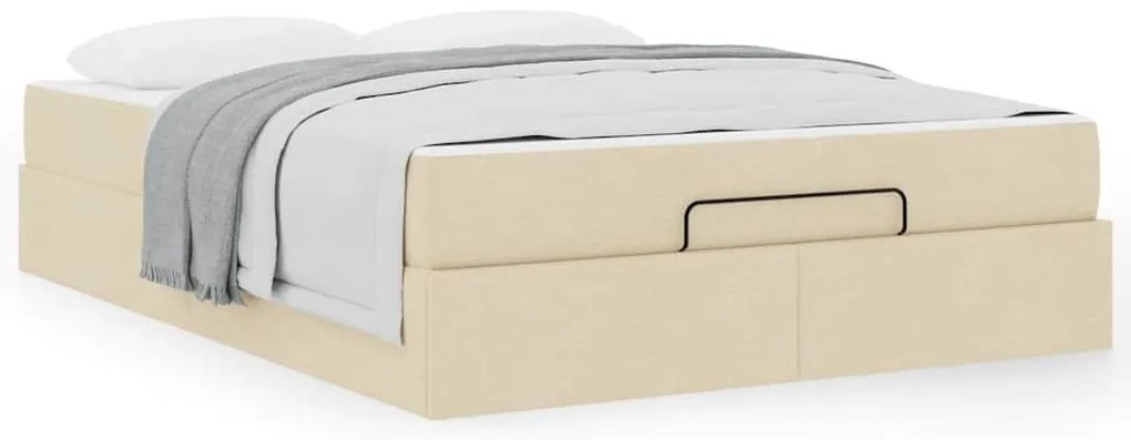 vidaXL Σκελετός Κρεβατιού με αποθήκευση Κρεμ 140 x 200 cm ύφασμα
