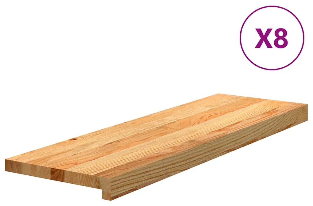 vidaXL Πατάκια Σκάλας 8 τεμ. Ανοιχτό Καφέ 80x30x2 cm Ξύλο Δρυός