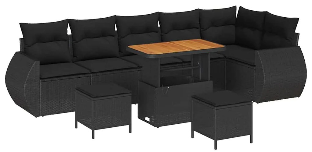 vidaXL Σετ Καναπέ Κήπου 9 pcs Μαύρο συνθετικό ρατάν