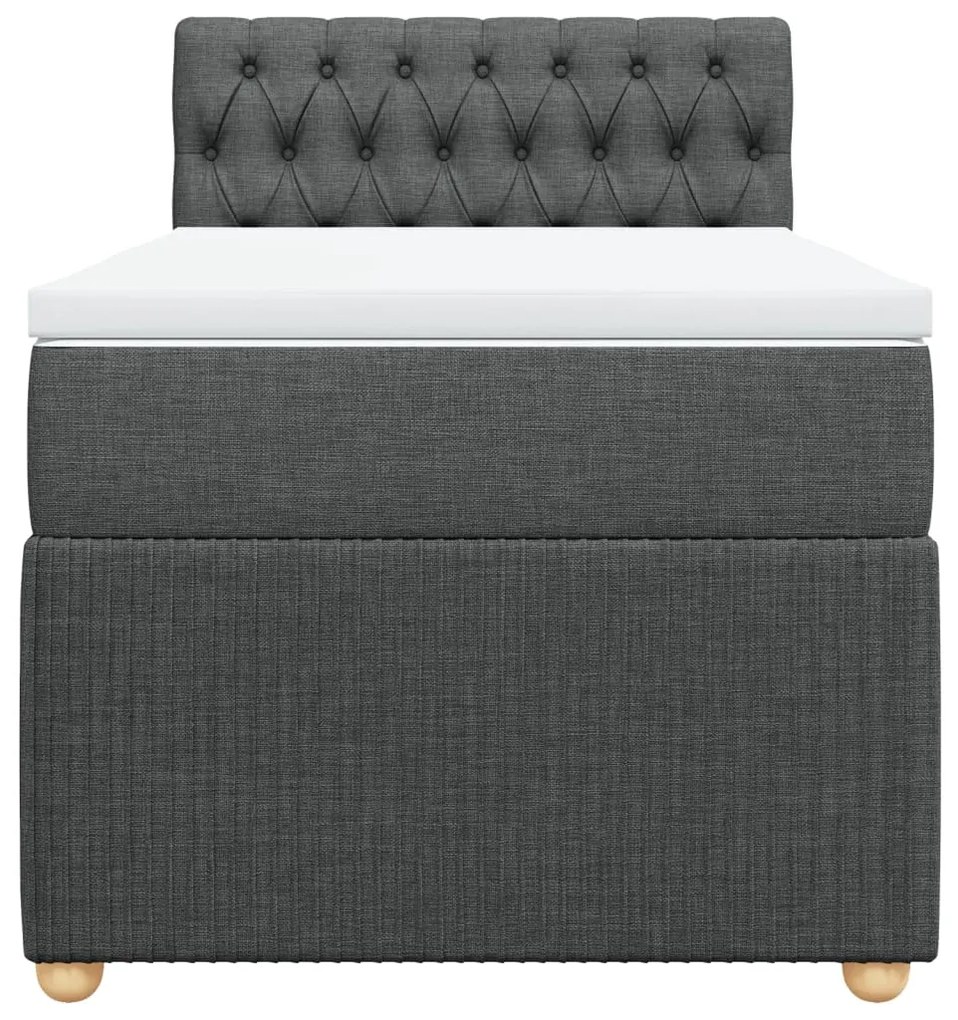 vidaXL Κρεβάτι Boxspring με Στρώμα Σκούρο Γκρι 90x200 εκ. Υφασμάτινο