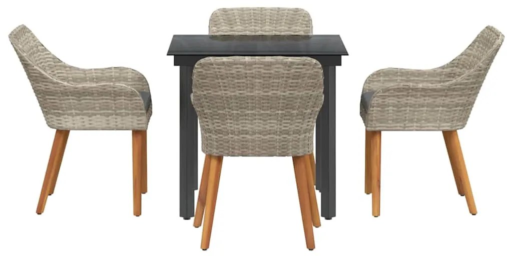 vidaXL Σέτ φαγητού για κήπο 5 pcs Ανοιχτό γκρι συνθετικό ρατάν