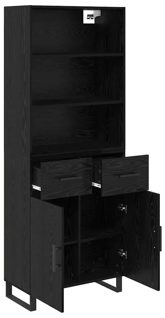 vidaXL Highboard Μαύρη Οξυά 69,5 x 34 x 180 εκ. Επεξεργασμένο ξύλο