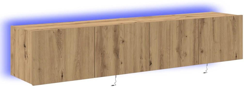 vidaXL Καλόγεροι Τηλεόρασης με Φώτα LED 2 τεμ Κατασκευαστής Δρύς 80x35x31 εκ