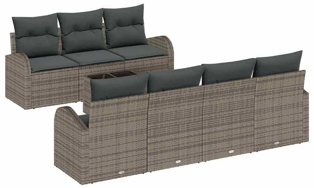 vidaXL Σετ Καναπέ Κήπου 8 pcs Γκρι 55 x 55 x 37 εκ συνθετικό ρατάν