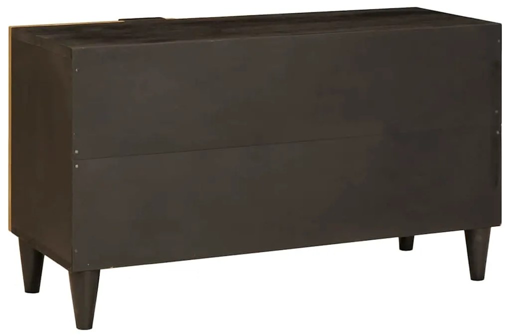 vidaXL Ντουλάπι TV Μαύρο και Χρυσό 80 x 33 x 46 εκ Μασίφ ξύλο μάνγκο