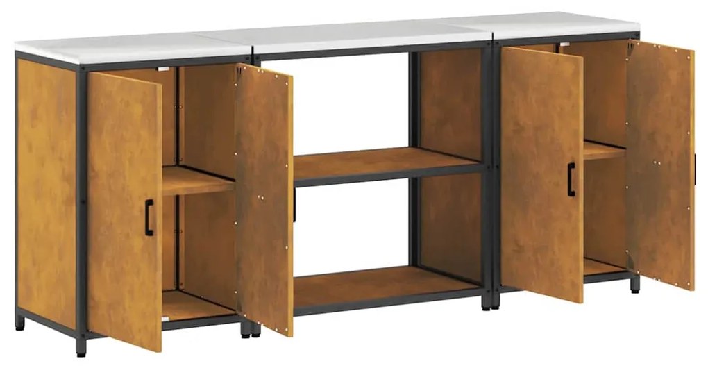 vidaXL Σετ Αποθήκευσης Κουζίνας με ράφι με αποθήκευση 3 pcs Σκ rusty