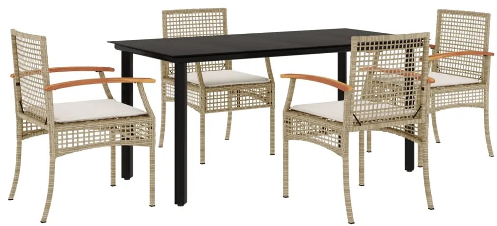 vidaXL Σετ Τραπεζαρίας Κήπου 5 τεμ. Μπεζ Συνθετικό Ρατάν με Μαξιλάρι