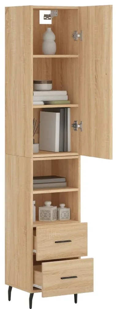 vidaXL Μπουφές Sonoma δρυς 34,5 x 34 x 180 εκ. από Επεξεργασμένο Ξύλο