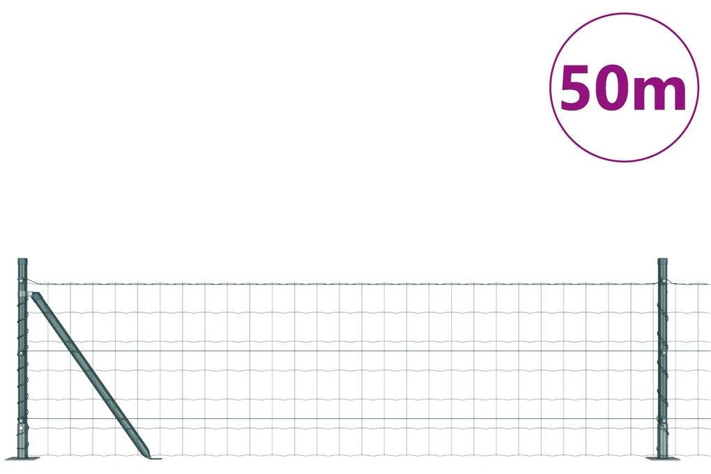 vidaXL Ευρωπαϊκός Φράκτης με 13 Φλάντζες Πόστα 0.4x50 μ Γαλβανισμένο Ατσάλι