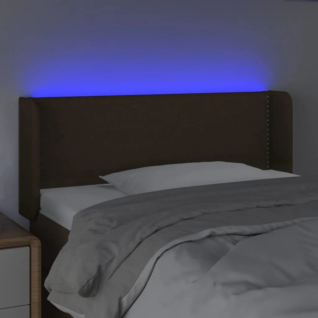vidaXL Κεφαλάρι Κρεβατιού LED Σκούρο Καφέ 103x16x78/88 εκ. Υφασμάτινο