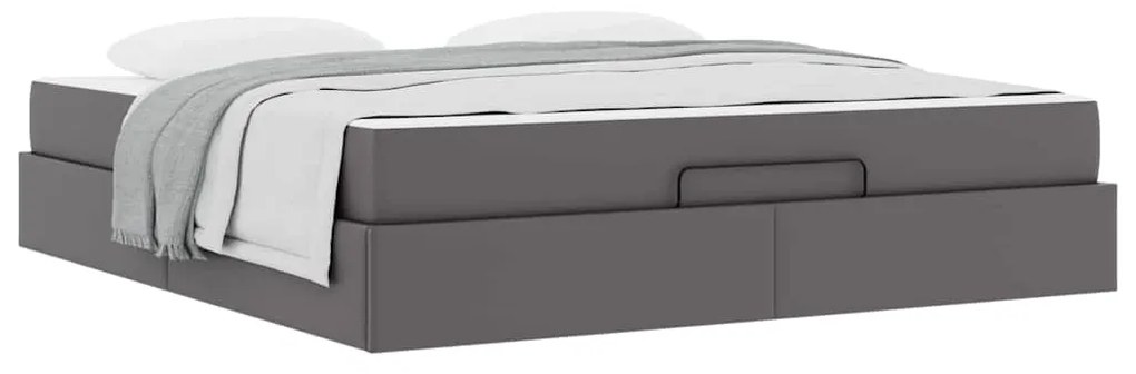 vidaXL Σκελετός κρεβατιού με στρώμα με στρώμα 2 pcs Γκρι PVC