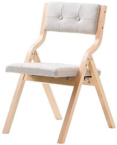 VEVOR Wooden Folding Chairs with Padded Cushion and Wooden Frame Beige Set of 4