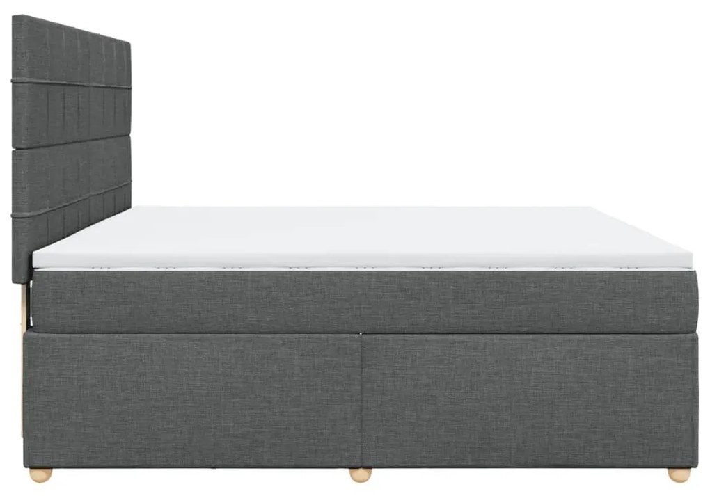 Κρεβάτι Boxspring με Στρώμα Σκούρο Γκρι 180x200 εκ Υφασμάτιν - Γκρι