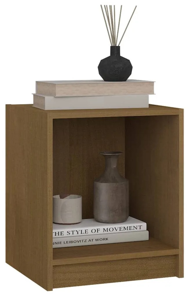 vidaXL Κομοδίνο Καφέ Μελί 35,5 x 33,5 x 41,5 εκ. από Μασίφ Ξύλο Πεύκου