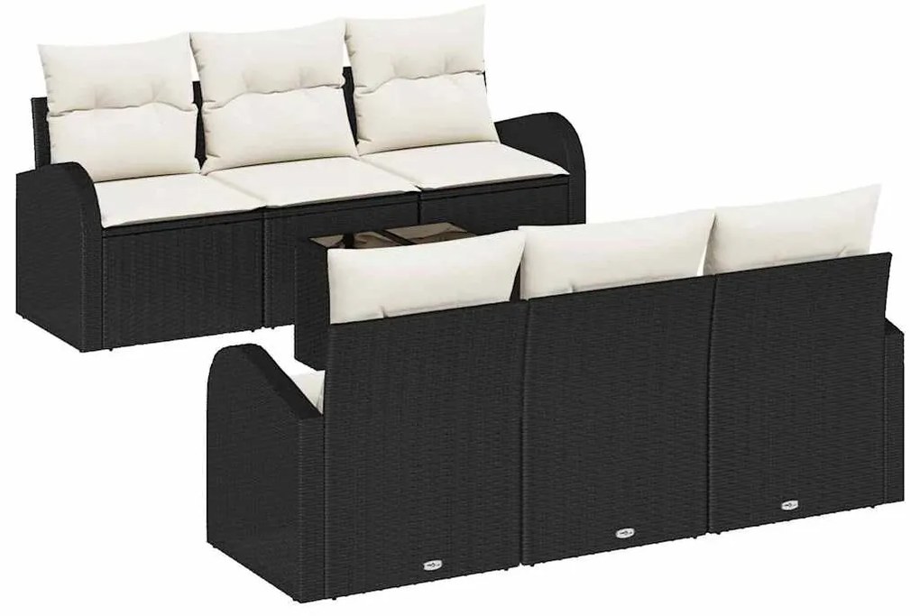 vidaXL Σετ Καναπέ Κήπου 7 pcs Μαύρο 55 x 55 x 37 εκ Πολυ ράταν