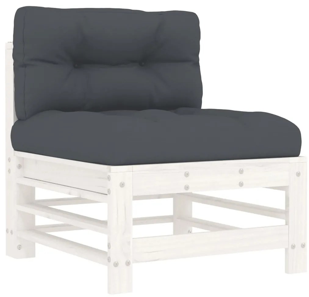 vidaXL Σαλόνι Κήπου Σετ 10 Τεμαχίων με Μαξιλάρια Λευκό από Μασίφ Ξύλο