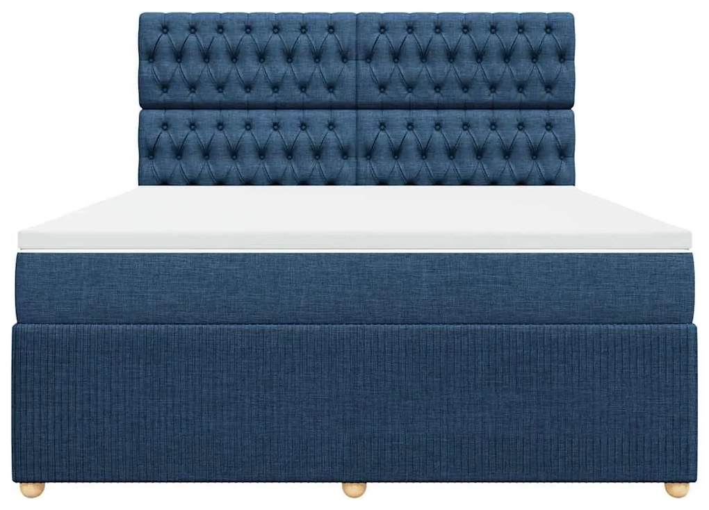 vidaXL Κρεβάτι Boxspring με Στρώμα Μπλε 180x200 εκ. Υφασμάτινο