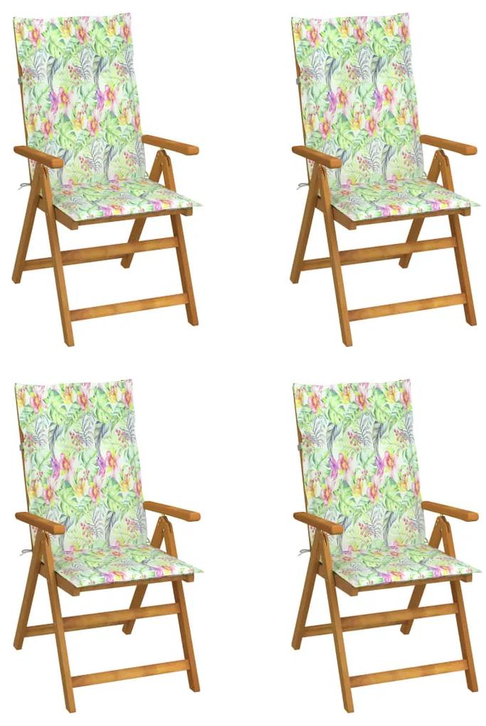 3065359 vidaXL Καρέκλες Κήπου Ανακλινόμενες 4 τεμ. Ξύλο Ακακίας με Μαξιλάρια Καφέ, 1 Τεμάχιο