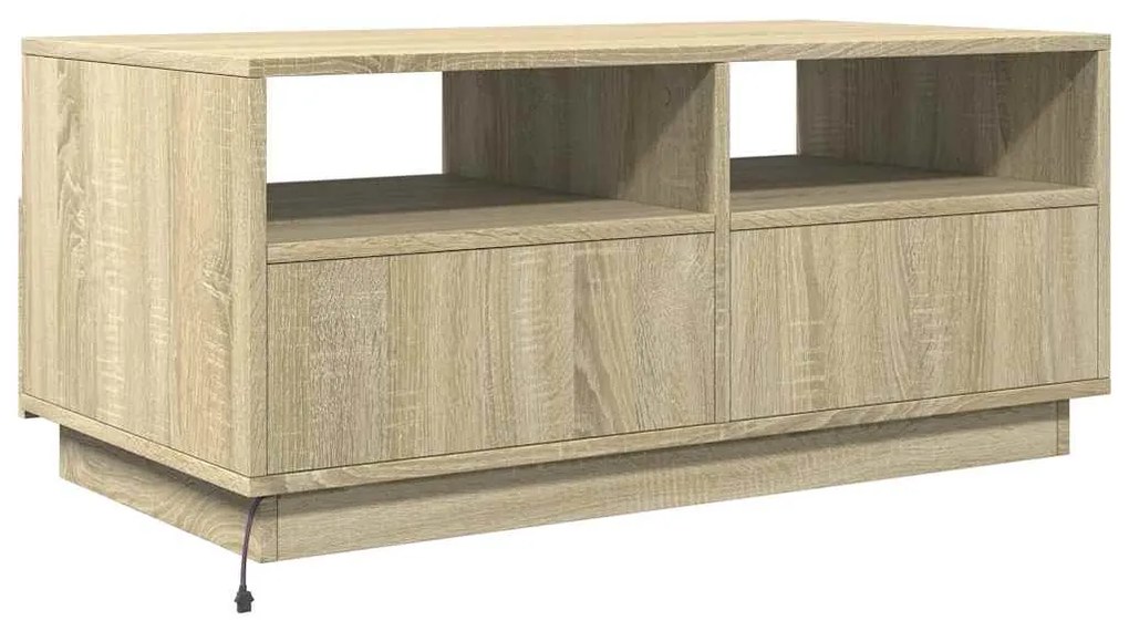 vidaXL Τραπεζάκι Σαλονιού με Φώτα LED Sonoma Δρυς 90x49x40 εκ.