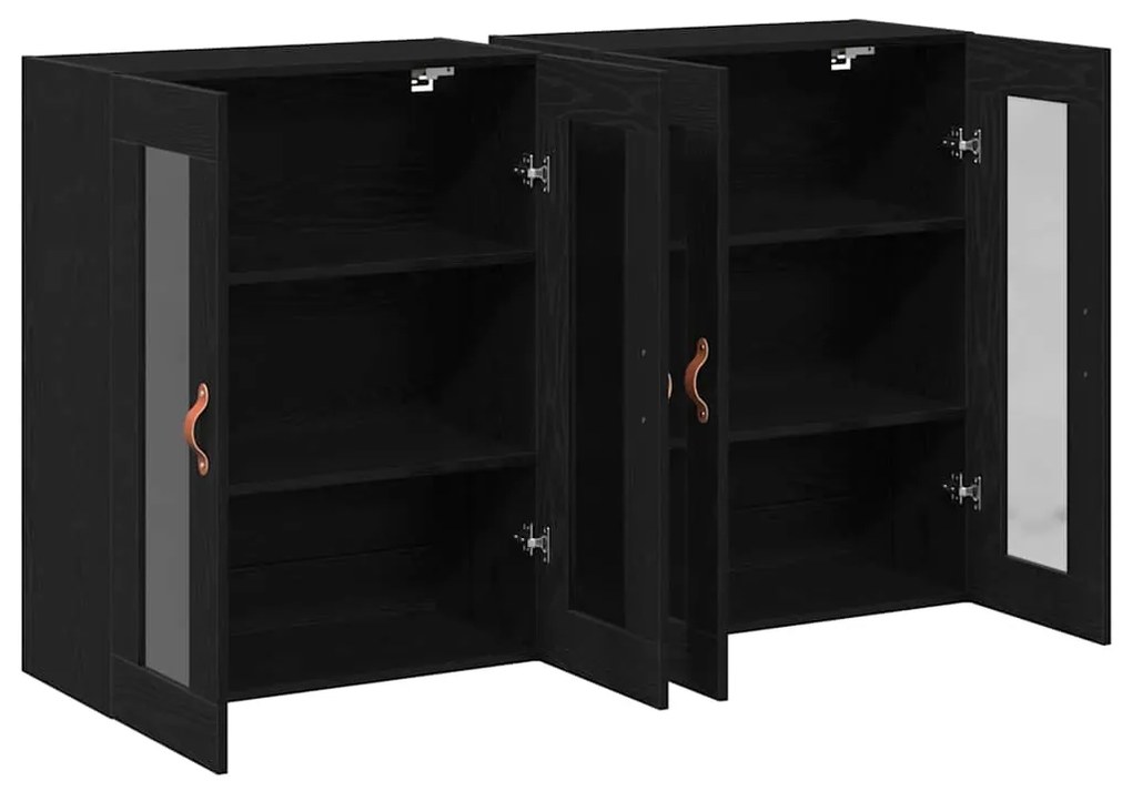 vidaXL Επιτοίχιο ντουλάπι 2 pcs Μαύρη δρυς 69.5 x 34 x 90 εκ.