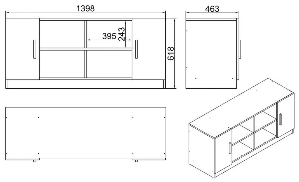 Βιβλιοθήκη ArteLibre EDMONTON Οξιά/Μαύρο Μοριοσανίδα 139.8x46.3x61.8cm - 15350133