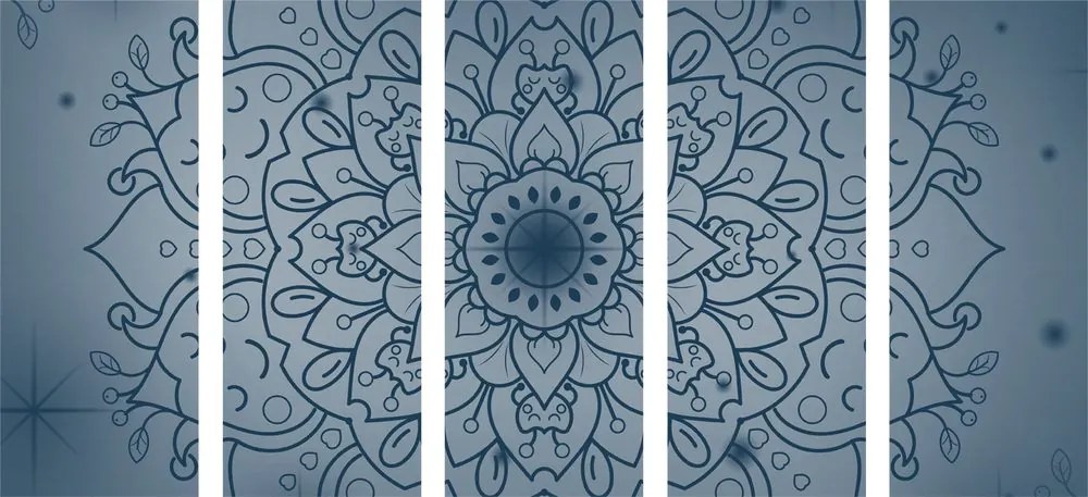 Εικόνα 5 τμημάτων σκούρο μπλε λουλούδι Mandala - 200x100