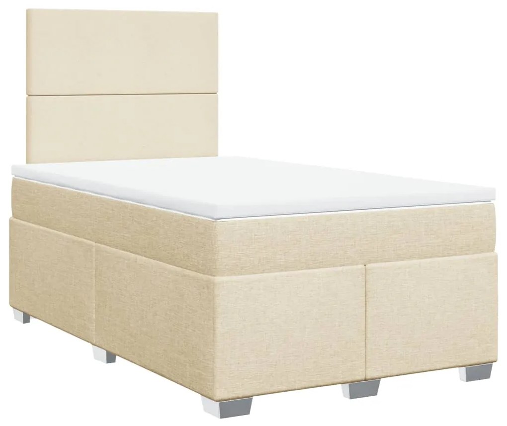 vidaXL Κρεβάτι Boxspring με Στρώμα Κρεμ 120x200 εκ. Υφασμάτινο