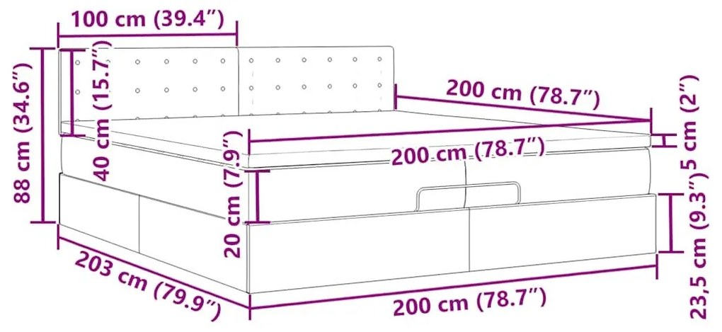 Οθωμανικό κρεβάτι με στρώματα Λευκό 200x200cm Faux Leather - Λευκό