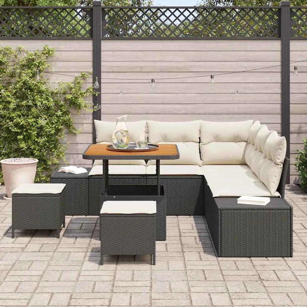 vidaXL Σετ Καναπέ Κήπου με αποθήκευση 8 pcs Μαύρο Πολυ ράταν