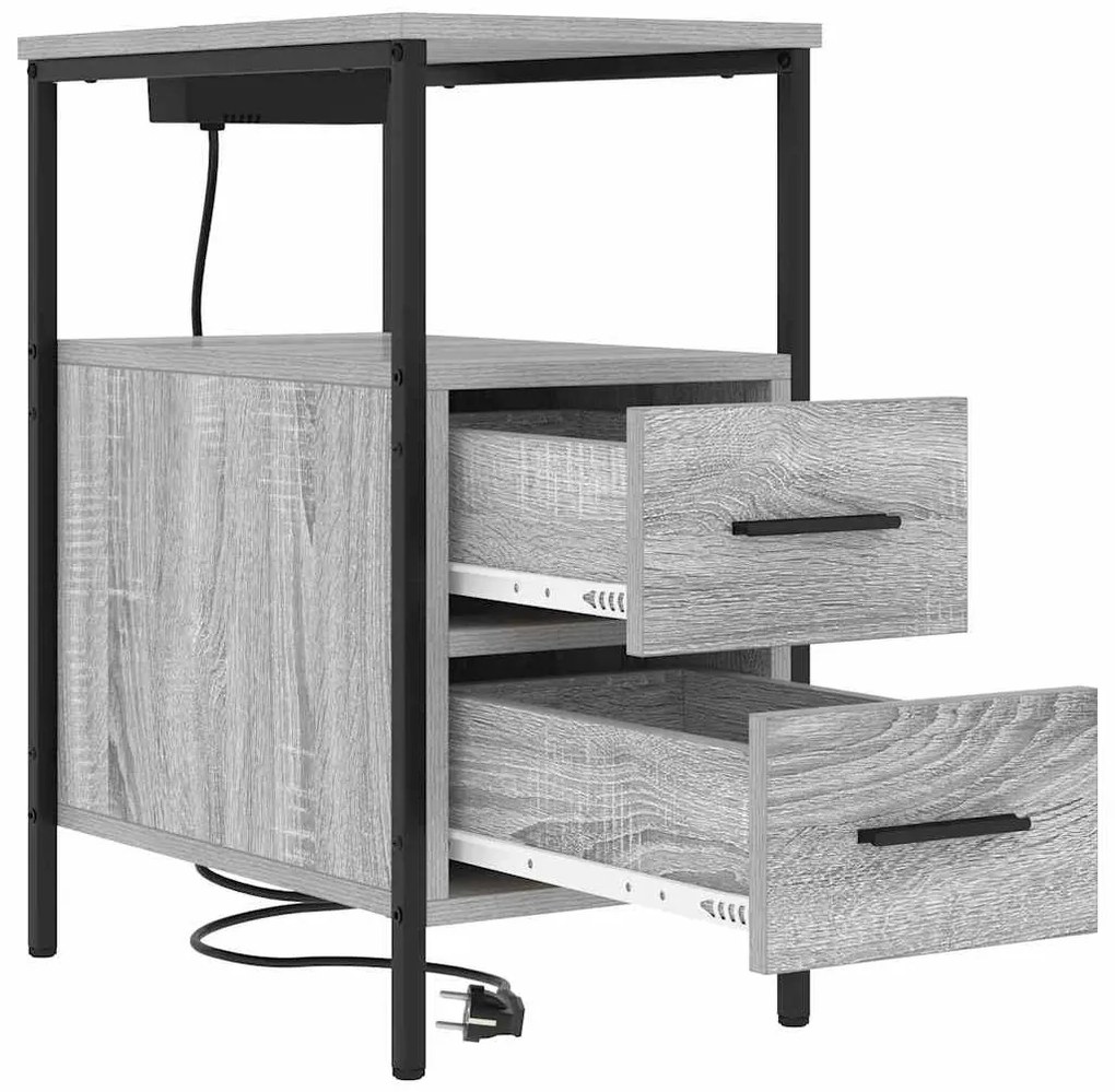 vidaXL Κομοδίνο Γκρι sonoma 30 x 48 x 61 εκ Επεξεργασμένο ξύλο