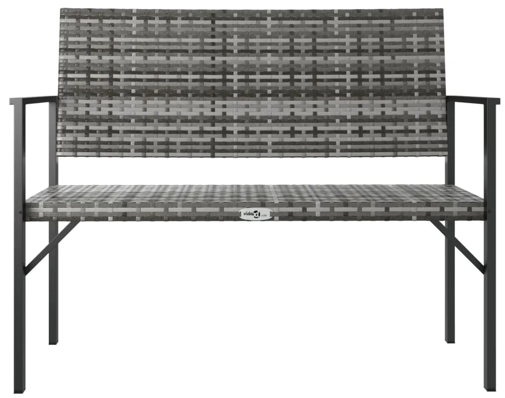 vidaXL Παγκάκι Κήπου Διθέσιο Γκρι από Συνθετικό Ρατάν
