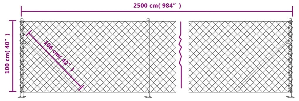 vidaXL Συρματόπλεγμα Περίφραξης Πράσινο 1x25 μ. με Βάσεις Φλάντζα