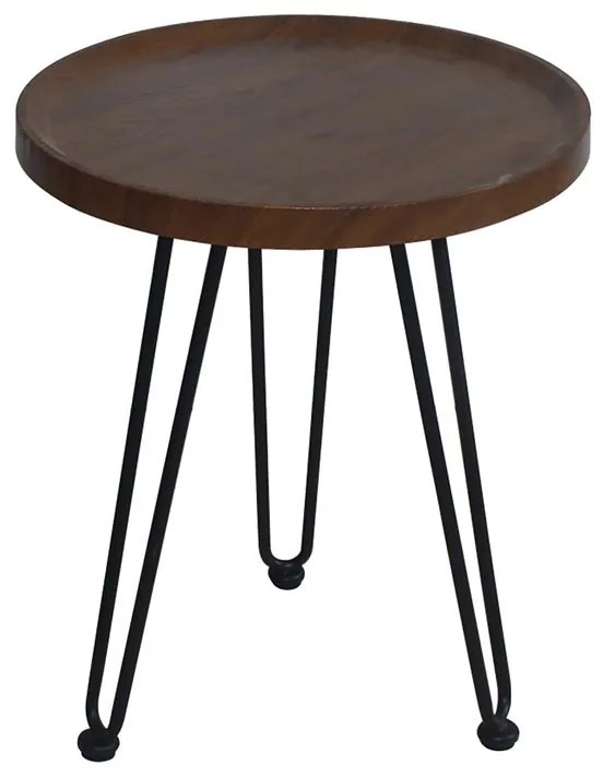 WOODWELL ΕΜ965,2MATRIX Τραπεζάκι Σαλονιού Καθιστικού, Μέταλλο Βαφή Μαύρο, Ξύλο Καρυδί Φ70xH.52cm ΕΜ965,2