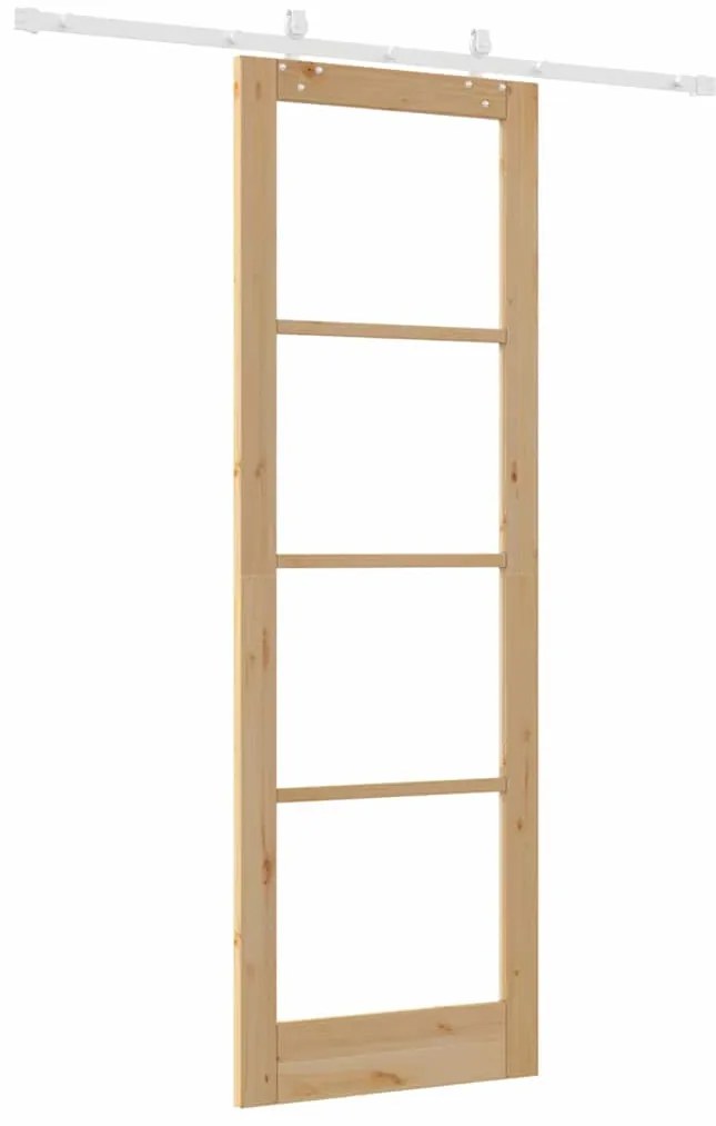 vidaXL Συρόμενη Πόρτα Χειροκίνητος Καφέ 78 x 232 cm Ξύλο και μέταλλο