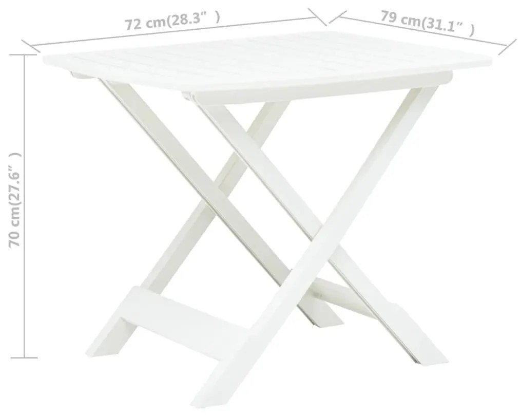 Τραπέζι Κήπου Πτυσσόμενο Λευκό 79 x 72 x 70 εκ. Πλαστικό - Λευκό