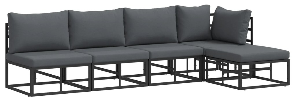 vidaXL Σετ Καναπέ Κήπου 5 pcs Μαύρο 281.5 x 141.5 x 71 εκ. Αλουμίνιο