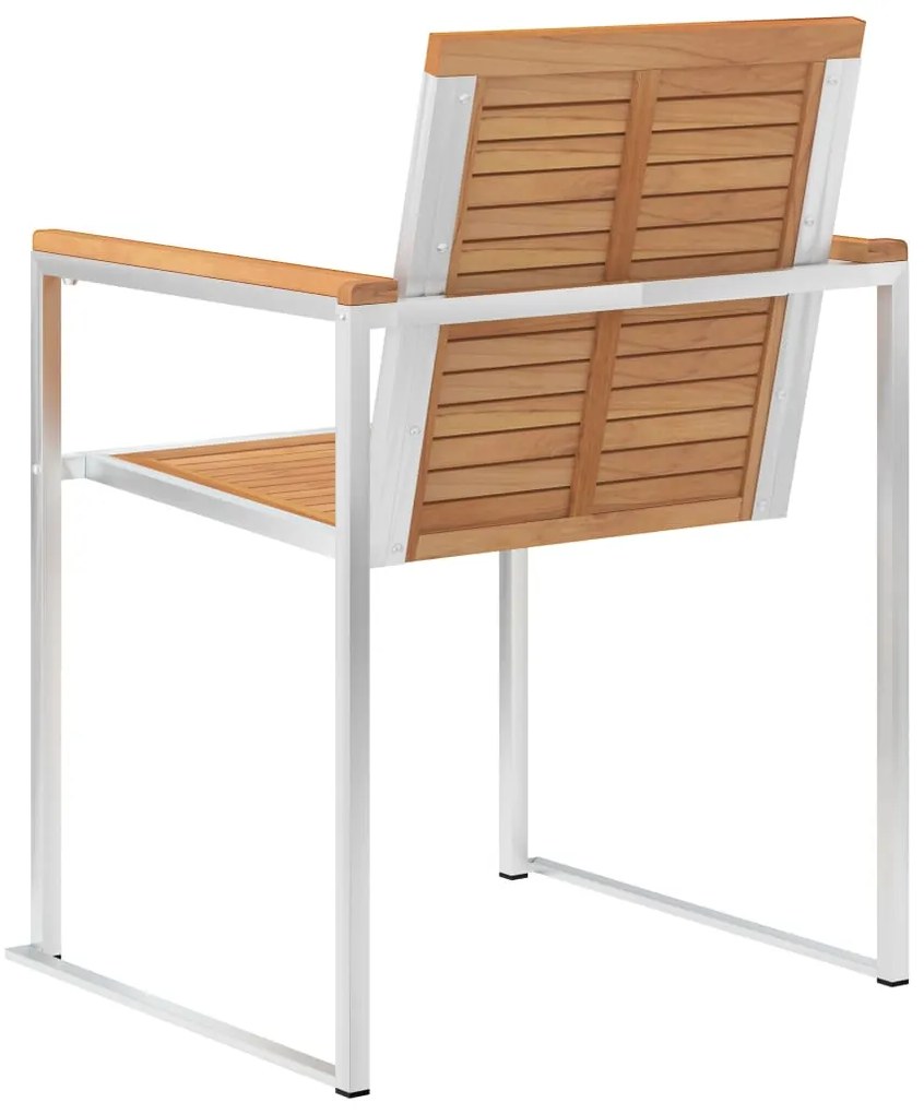 vidaXL Καρέκλες Κήπου 2 τεμ. από Μασίφ Ξύλο Teak/Ατσάλι με Μαξιλάρια