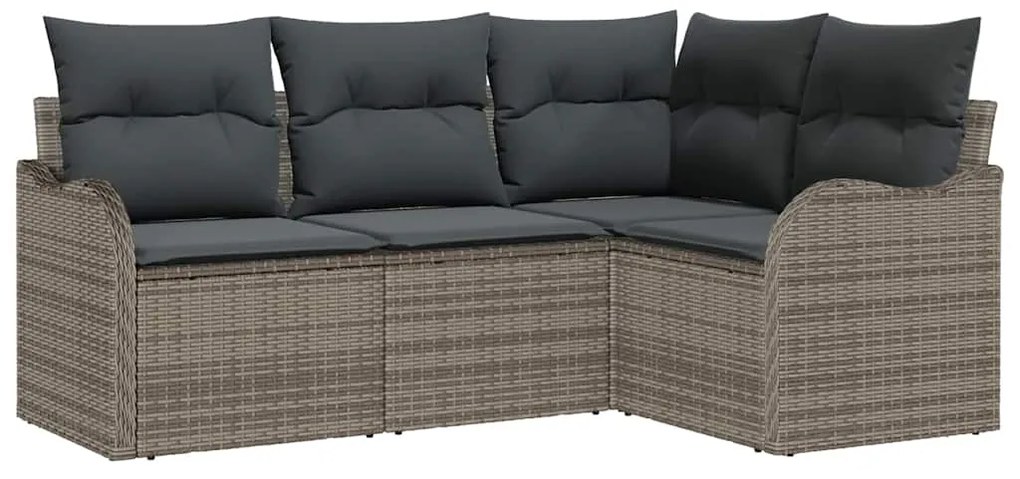 vidaXL Σετ Καναπέ Κήπου με μαξιλάρι 4 pcs Γκρι Πολυ ράταν