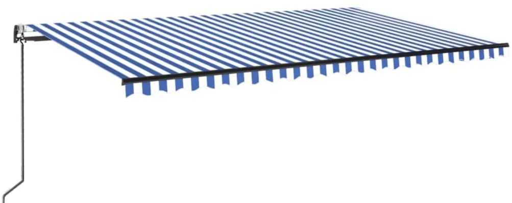 vidaXL Τέντα Αυτόματη με Αισθητήρα Ανέμου &amp; LED Μπλε/Λευκό 500x300 εκ.