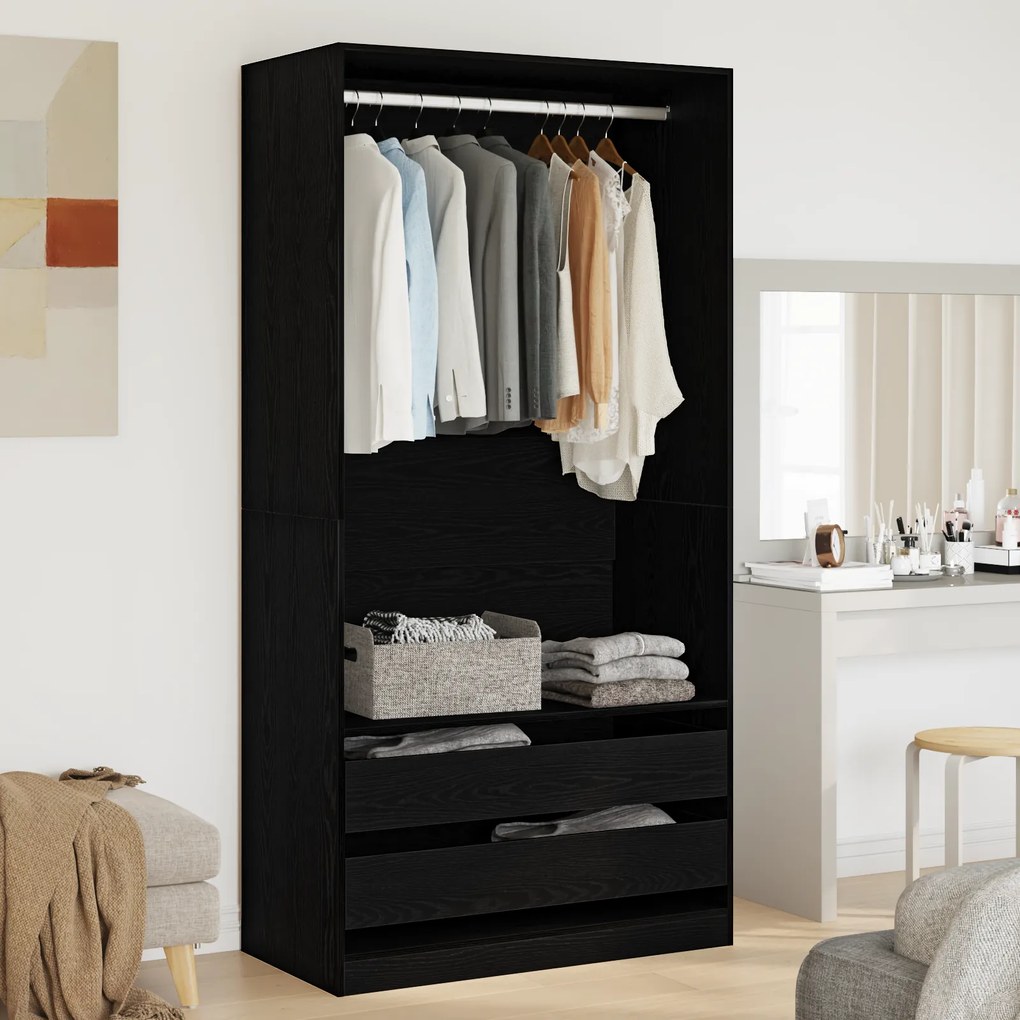 vidaXL Ντουλάπα  Μαύρης Δρυς - 100 x 50 x 200 εκ. - Φτιαγμένη από Νευροξύλο